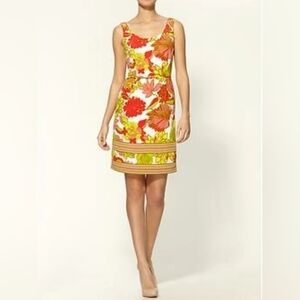 Trina Turk Silk Retro Floral Sleeveless Dress 4 NWOT